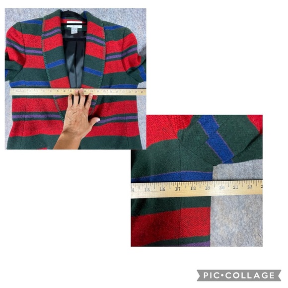 Vtg 90s Casual Corner Southwestern Aztec Striped Wool Blend Jacket Peacoat Sz 4 - Picture 15 of 15